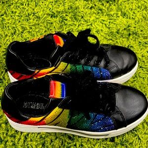 Micheal Kors Rainbow Sneakers with sequin. Worn once and still in greatCondition